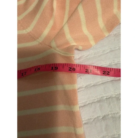 Talbots Crew Neck Pink And White Striped Sweater With Butterfly Embroidery, L - Picture 6 of 9